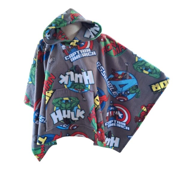 Handmade Avengers Fleece Poncho M Medium Cape With Hood & Pocket Hulk Iron Man - Picture 3 of 16